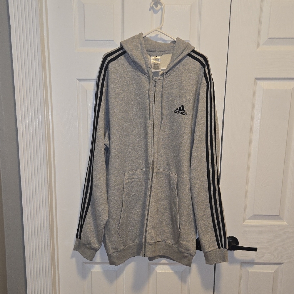 Adidas Men's Gray Zip-Up Sweater